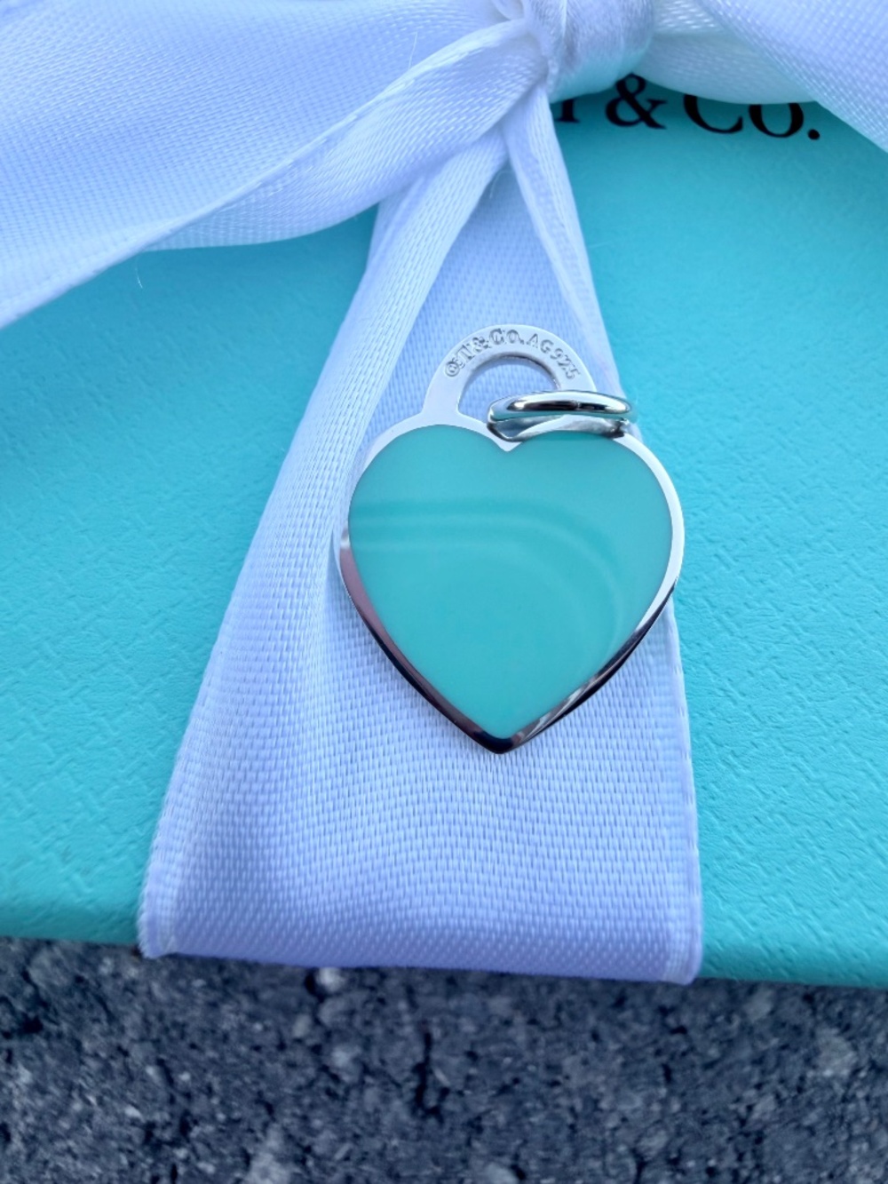 RETIRED Tiffany & Co. Medium Blue Enamel Heart